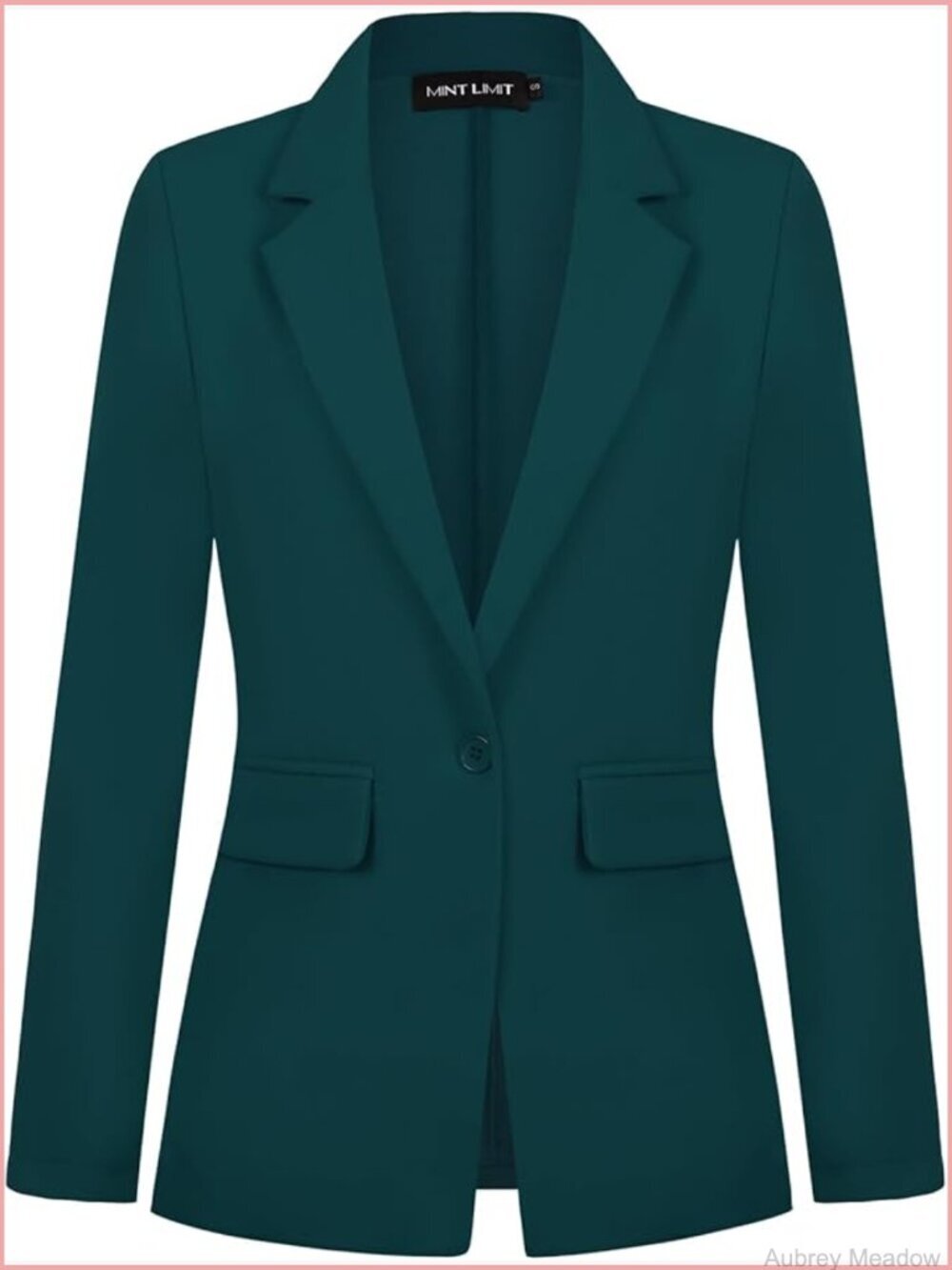 One Button Notched Lapel Blazer with Pockets Long Sleeve
